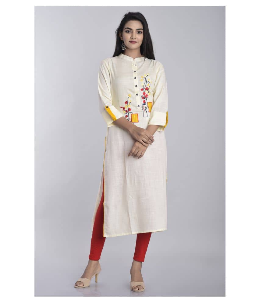 Kbz White Rayon Straight Kurti - Kurtis, Tunics | Buy online on ZillyBuy