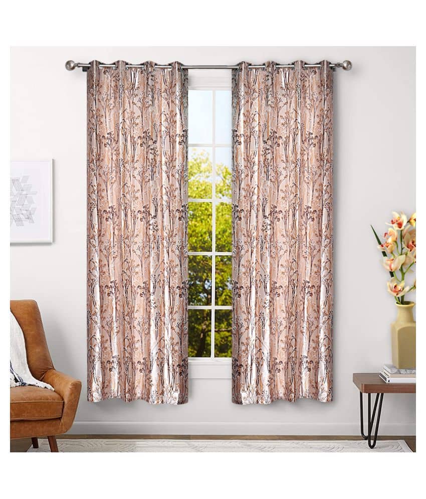 Veronica Deco Set of 2 Door Blackout Room Darkening Eyelet Poly Cotton Curtains Mustard
