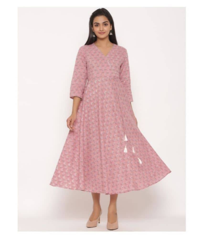 miravan Pink Cotton Anarkali Kurti - Kurtis, Tunics | Buy online on ZillyBuy
