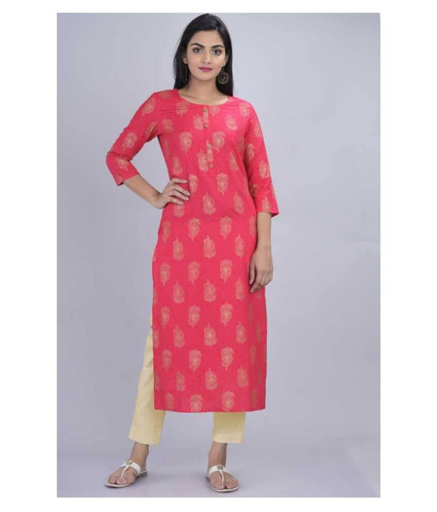 Kbz Pink Rayon Straight Kurti - Kurtis, Tunics | Buy online on ZillyBuy