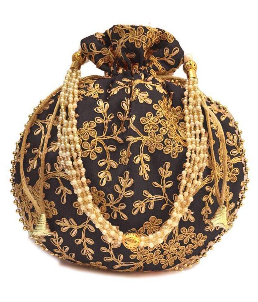     			Raj Black Silk Potli