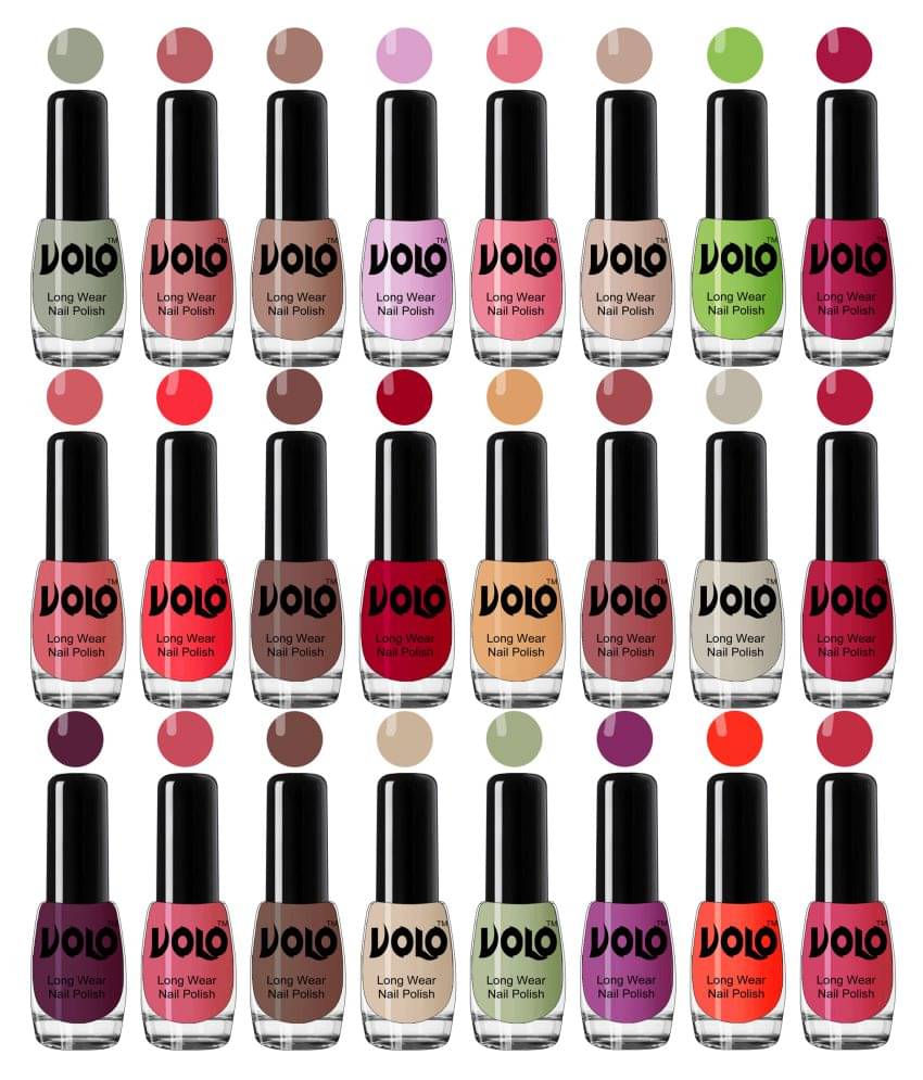 VOLO Nail Enamel Set of 24 Pcs Nail Polish Combo Hi-Shine Multi Glossy 120 mL     			VOLO Nail Enamel Set of 24 Pcs Nail Polish Combo Hi-Shine Multi Glossy 120 mL