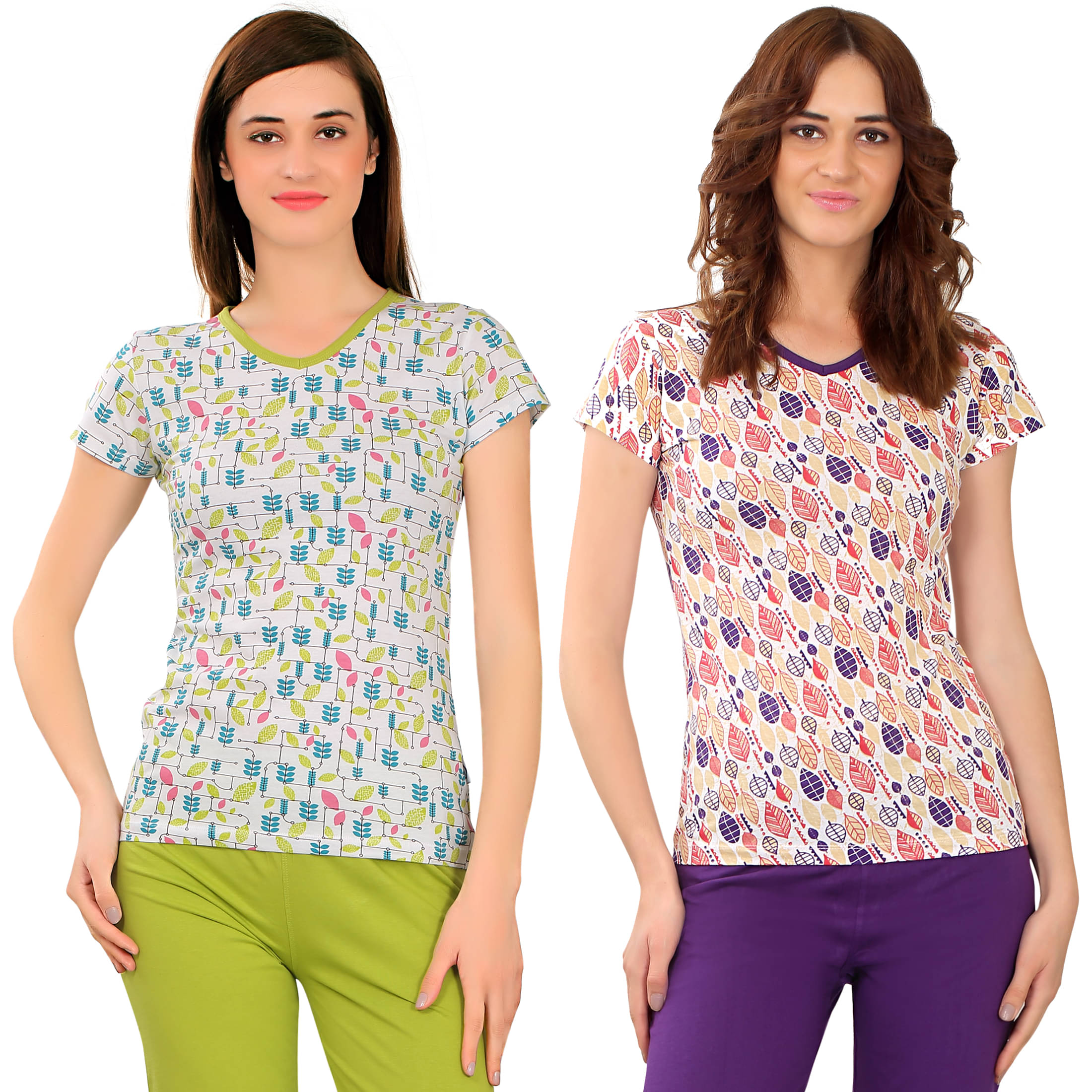     			Zebu Women Cotton Printed Regular Fit Round Neck T-Shirt ( Multi Color )