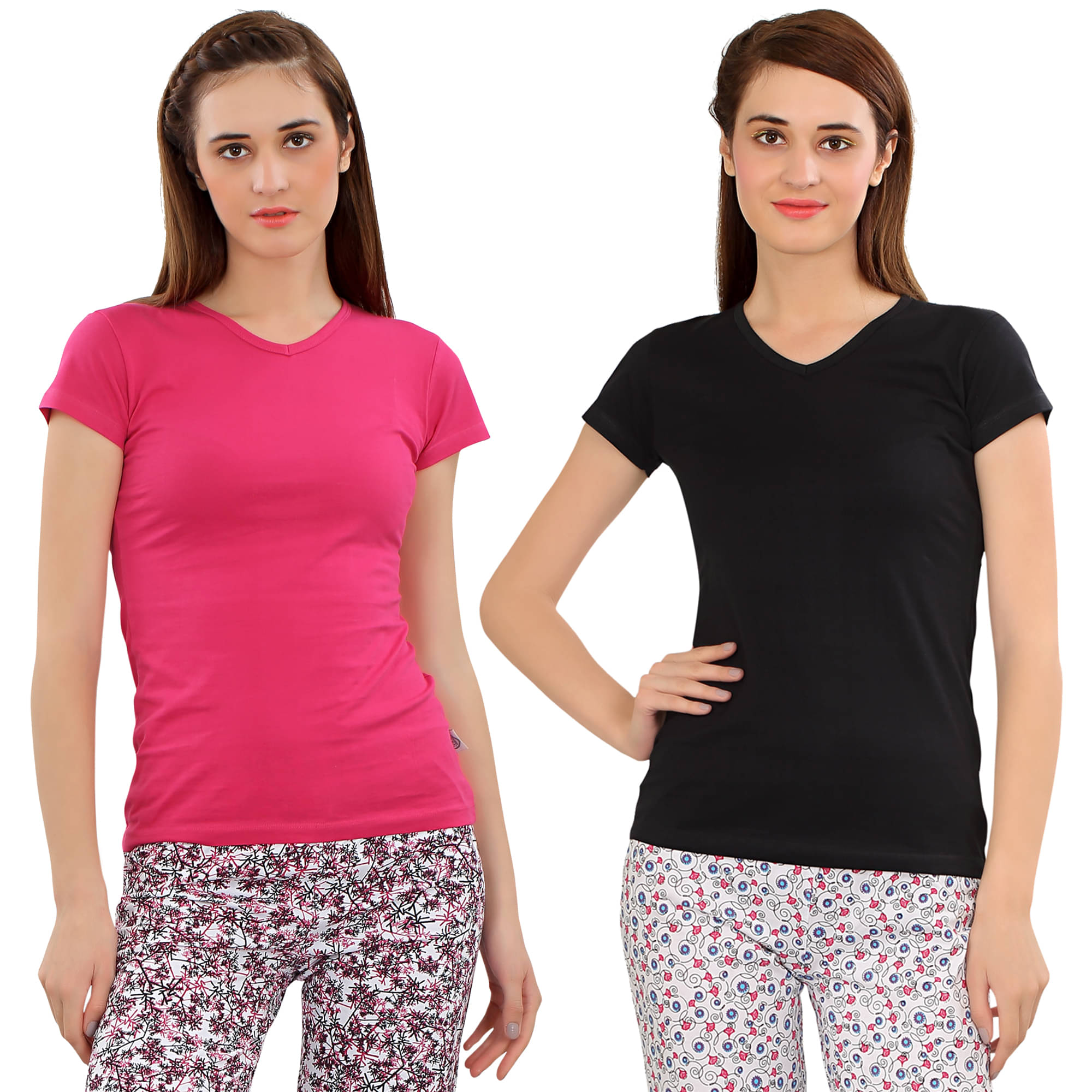     			Zebu Women Cotton Solid Regular Fit Round Neck T-Shirt ( Multi Color )