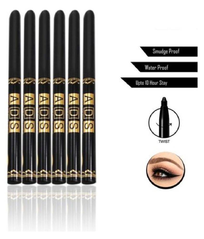     			ADS Waterproof Eye Pencil(Black,6 Pencil Eyeliner Black 0.25 g