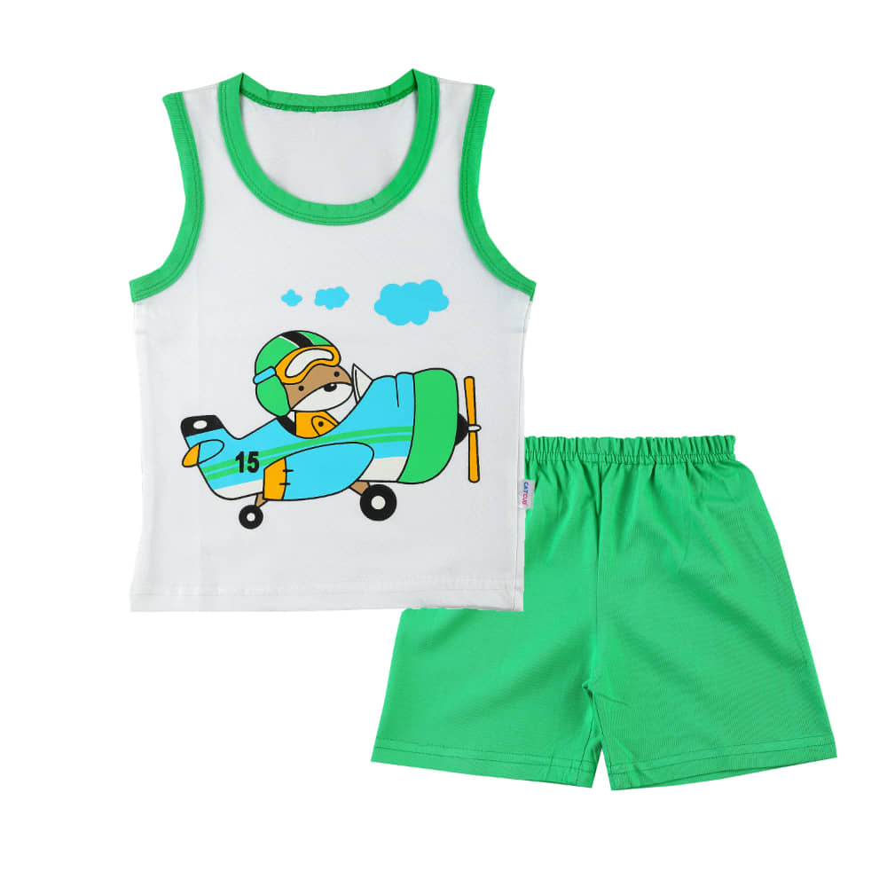 CATCUB Baby Girls Cotton T Shirts & Shorts ( Green )