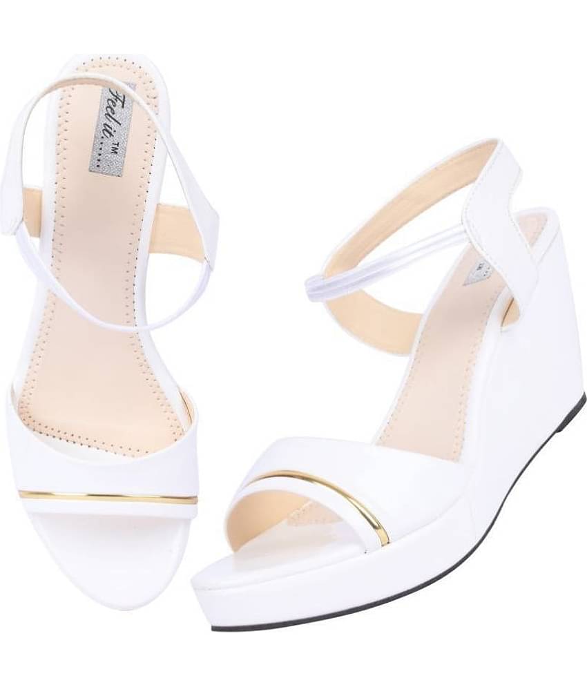 Feel It - White Women's Wedges Heels