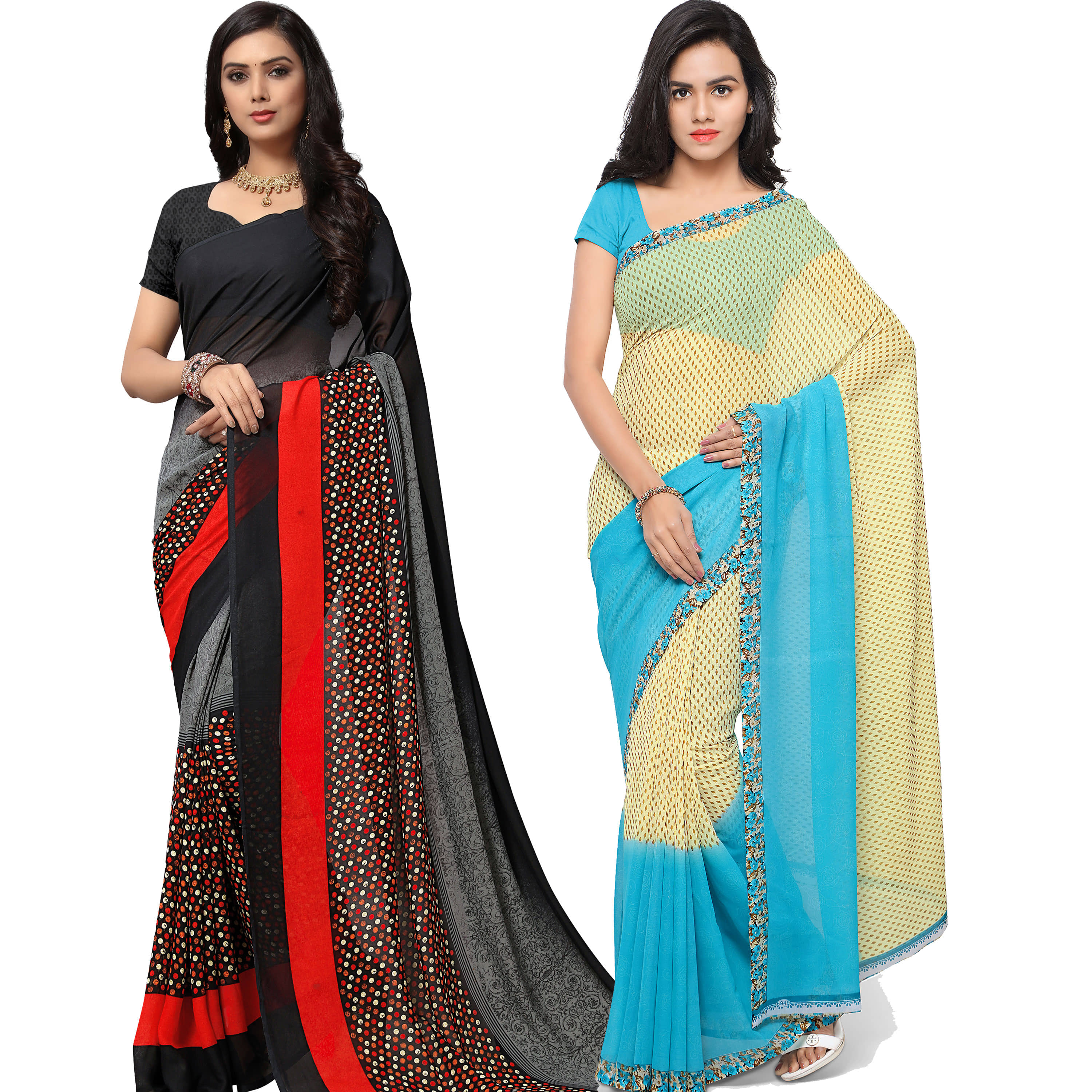 ANAND SAREES Georgette Printed Saree With Unstitched Blouse Piece ( Multicolor ) - Sarees | Buy online on ZillyBuy