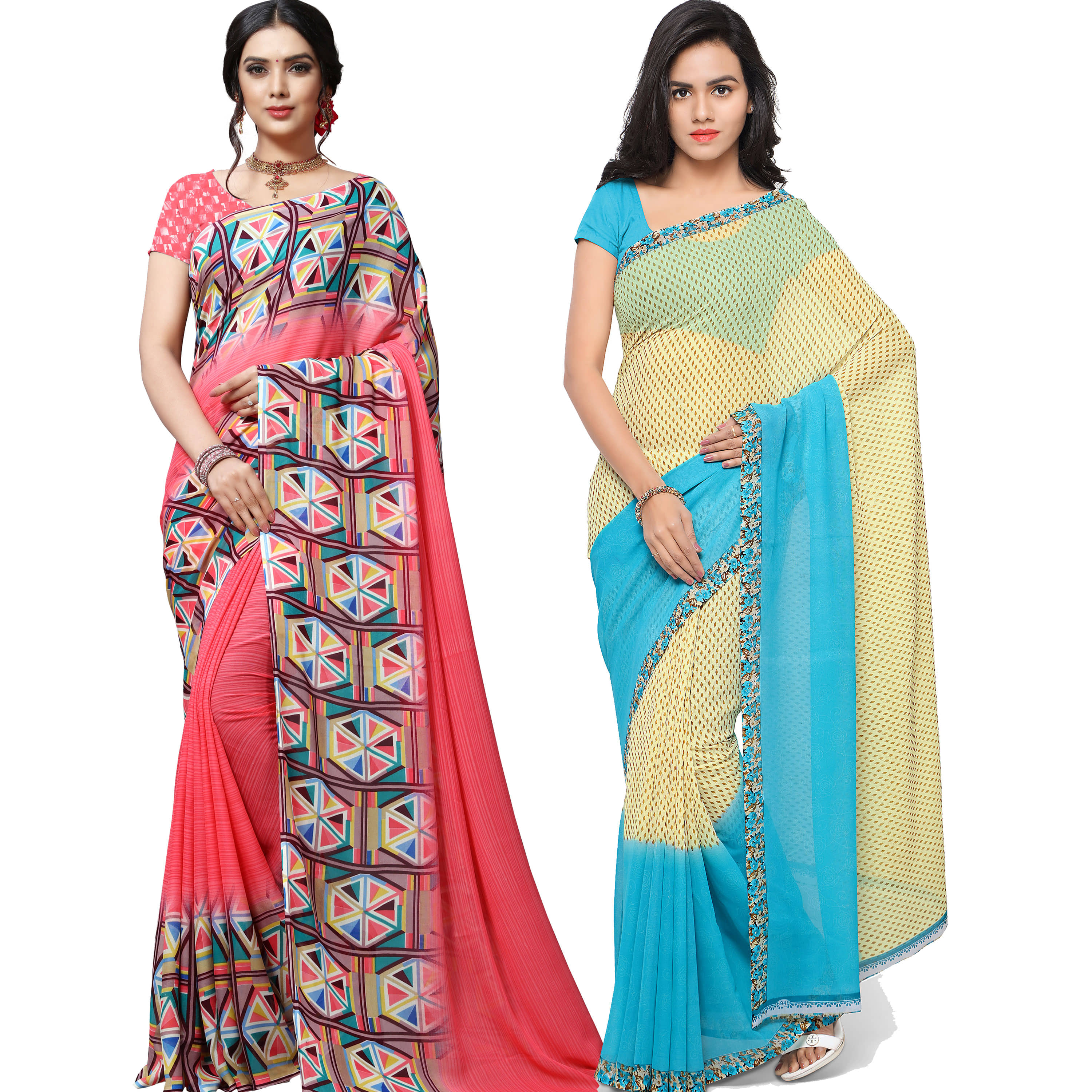 ANAND SAREES Georgette Printed Saree With Unstitched Blouse Piece ( Multicolor ) - Sarees | Buy online on ZillyBuy