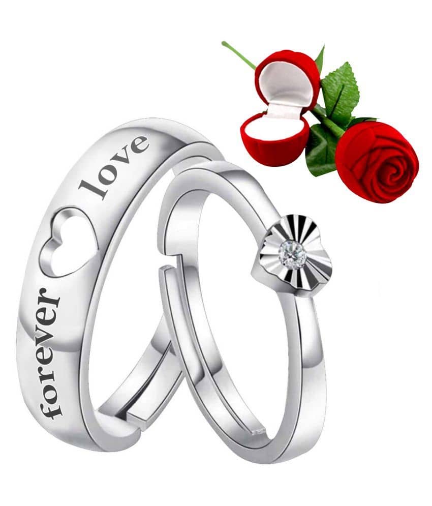 ShreejiHuf - Silver Couple Ring (Pack of 1)