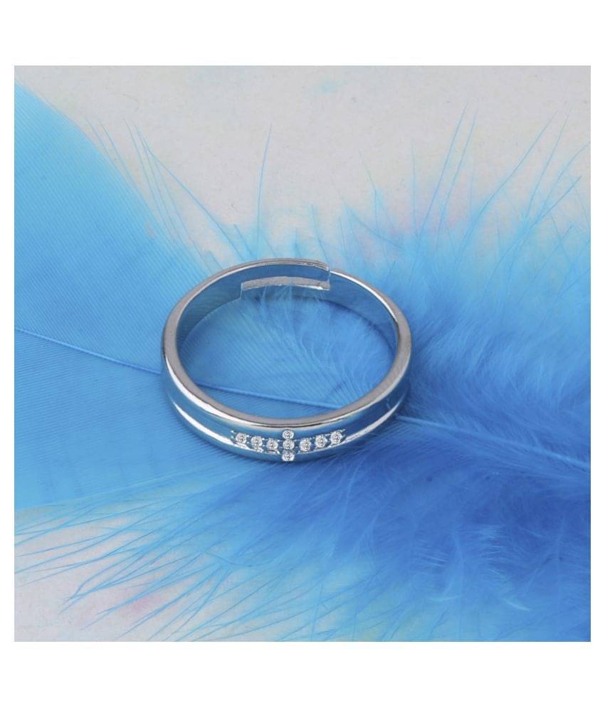     			Silver Plated Stylish Solitaire Adjustable Ring For women Girls