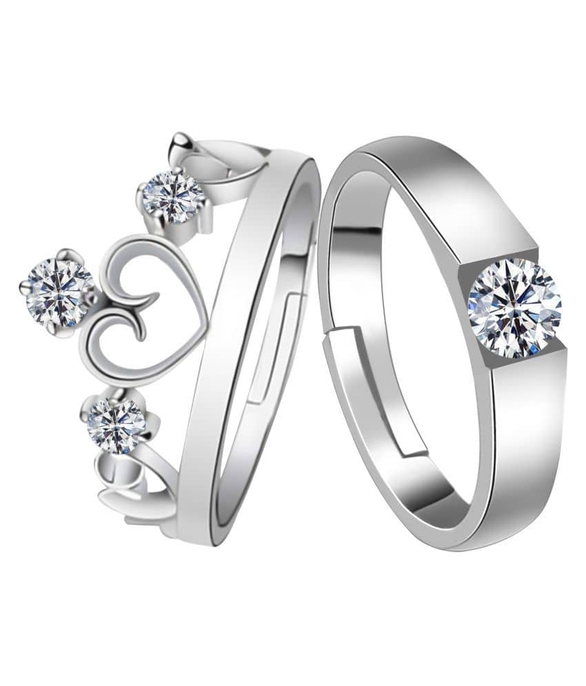 Silverplated Gorgeous His and Her Adjustable proposal couple ring For Men And Women Jewellery