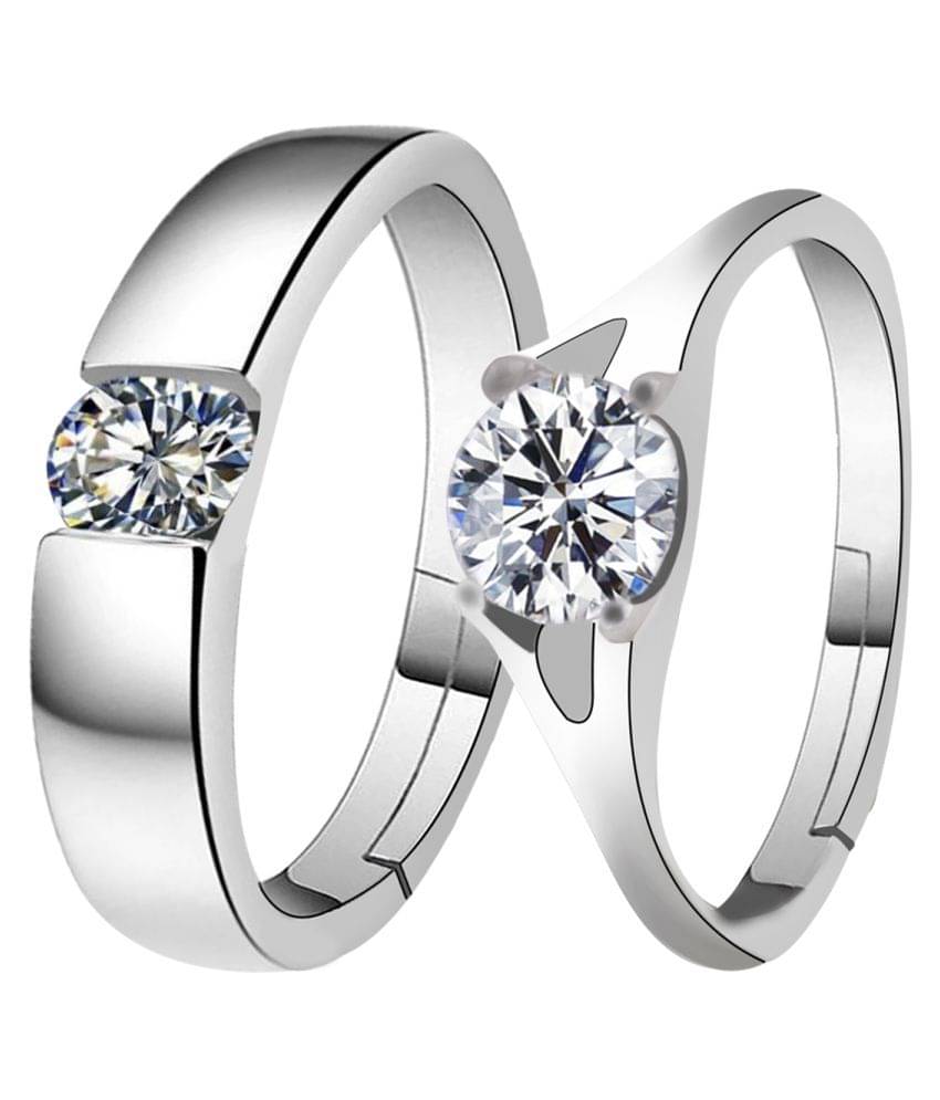 Silverplated Solitaire His and Her Adjustable proposal Diamond couple ring For Men And Women Jewellery Silverplated Solitaire His and Her Adjustable proposal Diamond couple ring For Men And Women Jewellery