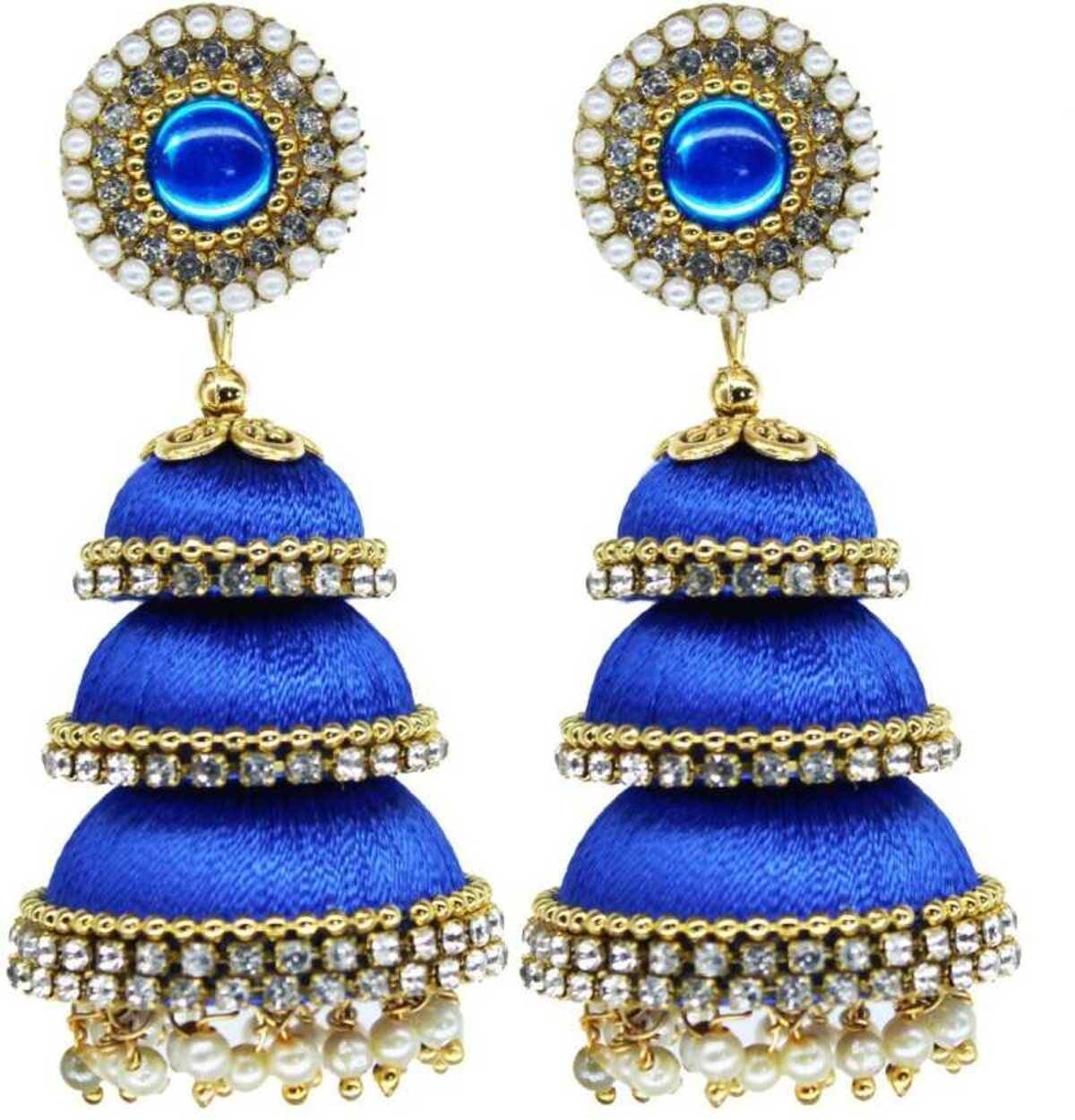    			Three Step Stylist Silk Thread Jhumka Earrings For Women & Girls