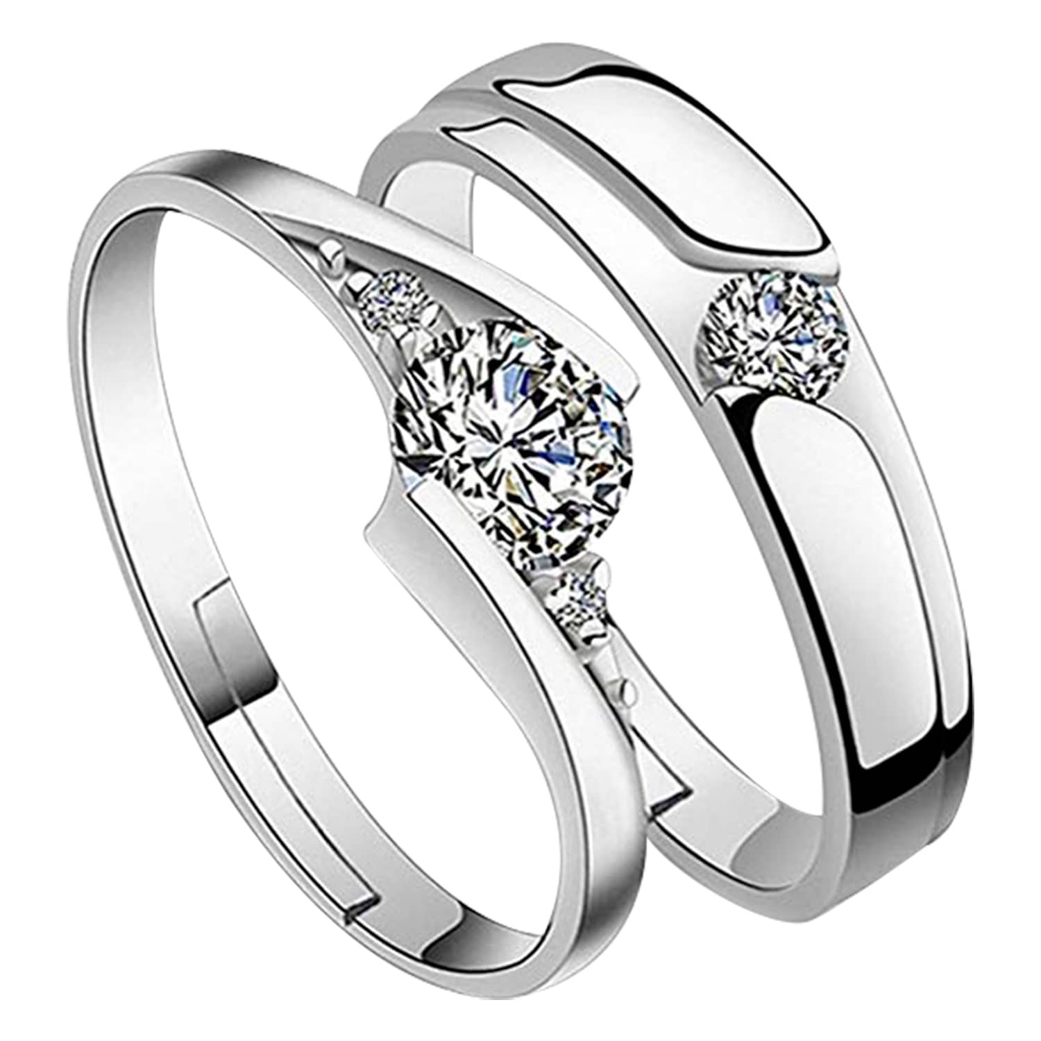 ShreejiHuf - Silver Couple Ring (Pack of 1)