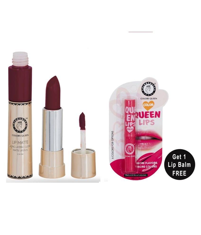 Colors Queen 2 in 1 Matte Finish Water Proof Lipstick Maroon With Hydrating Lip Balm (Combo of 2) Colors Queen 2 in 1 Matte Finish Water Proof Lipstick Maroon With Hydrating Lip Balm (Combo of 2)