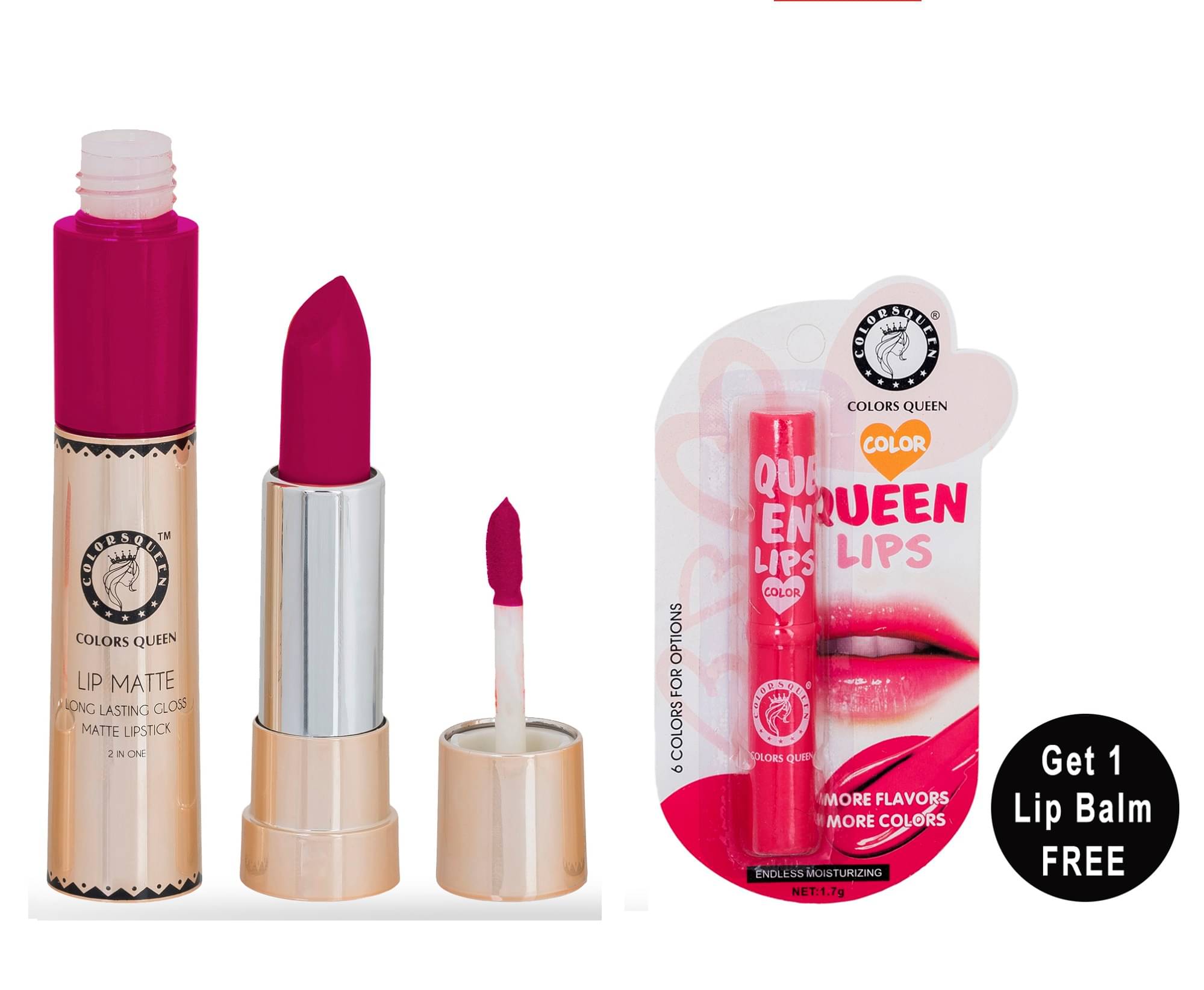 Colors Queen 2in1 Matte Finish Water Proof Lipstick Indian Maroon With Hydrating Lip Balm Combo of2 Colors Queen 2in1 Matte Finish Water Proof Lipstick Indian Maroon With Hydrating Lip Balm Combo of2