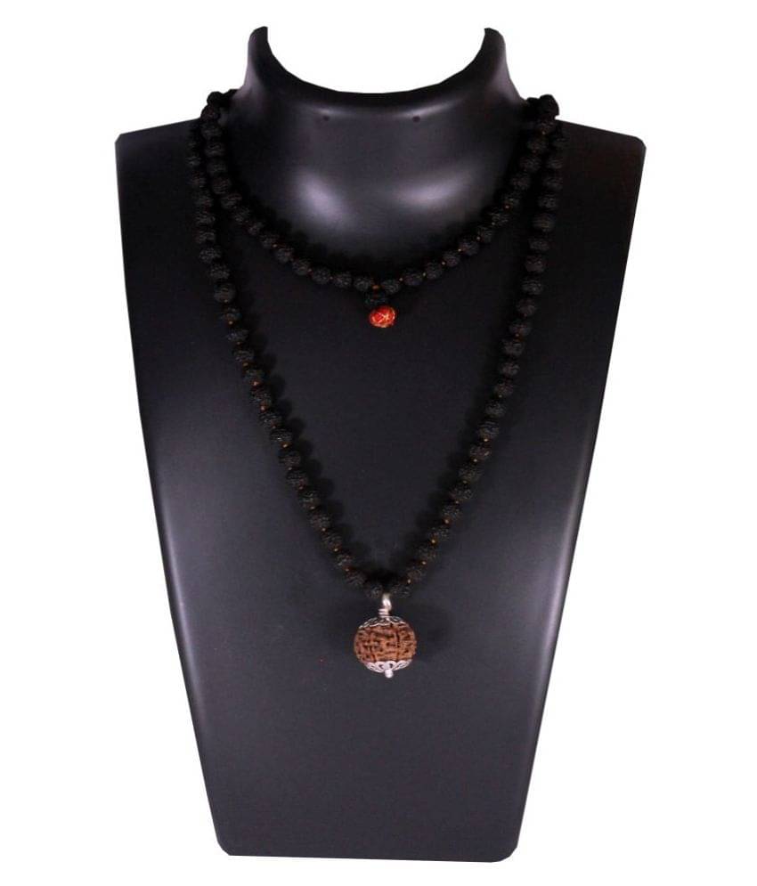 ShivaRatna 12 Mukhi Guru Mani / Bead (5 Mukhi Black Rudraksha Mala) Silver Cap - Lab Certified ShivaRatna 12 Mukhi Guru Mani / Bead (5 Mukhi Black Rudraksha Mala) Silver Cap - Lab Certified