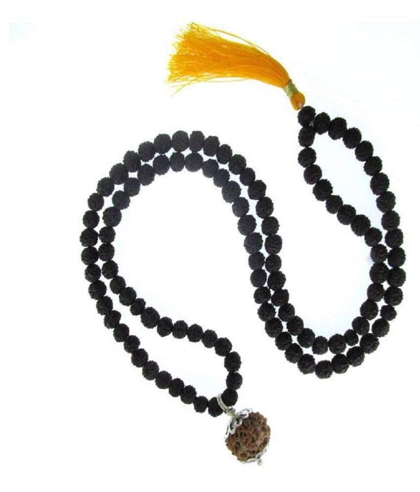 ShivaRatna 3 Mukhi Guru Mani Rudraksha With 5 Mukhi Premium Quality Rudraksha Mala (Silver Caped) 108+1 Beads ShivaRatna 3 Mukhi Guru Mani Rudraksha With 5 Mukhi Premium Quality Rudraksha Mala (Silver Caped) 108+1 Beads