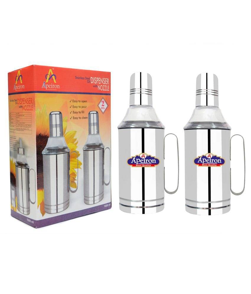     			APEIRON Nozzle Steel Oil Container/Dispenser Set of 2 1000 mL