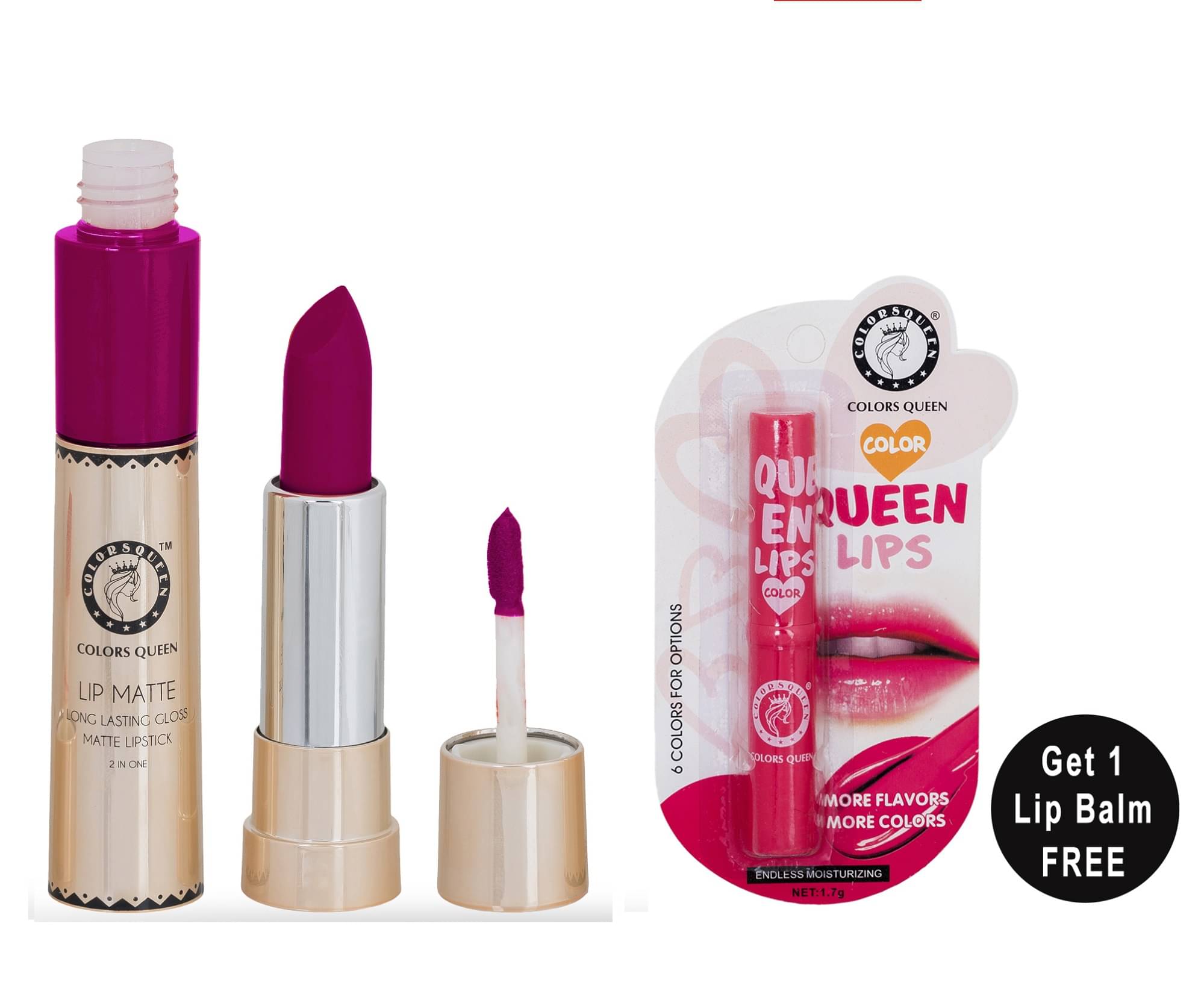 Colors Queen 2in1 Matte Finish Water Proof Lipstick Shimmer Maroon With Hydrating Lip Balm Combo of2 Colors Queen 2in1 Matte Finish Water Proof Lipstick Shimmer Maroon With Hydrating Lip Balm Combo of2