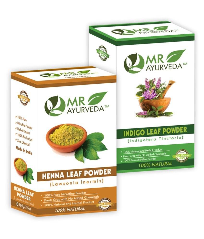 MR Ayurveda 100% Pure Indigo Powder and Henna Powder for Hair Organic Henna 200 g Pack of 2 MR Ayurveda 100% Pure Indigo Powder and Henna Powder for Hair Organic Henna 200 g Pack of 2