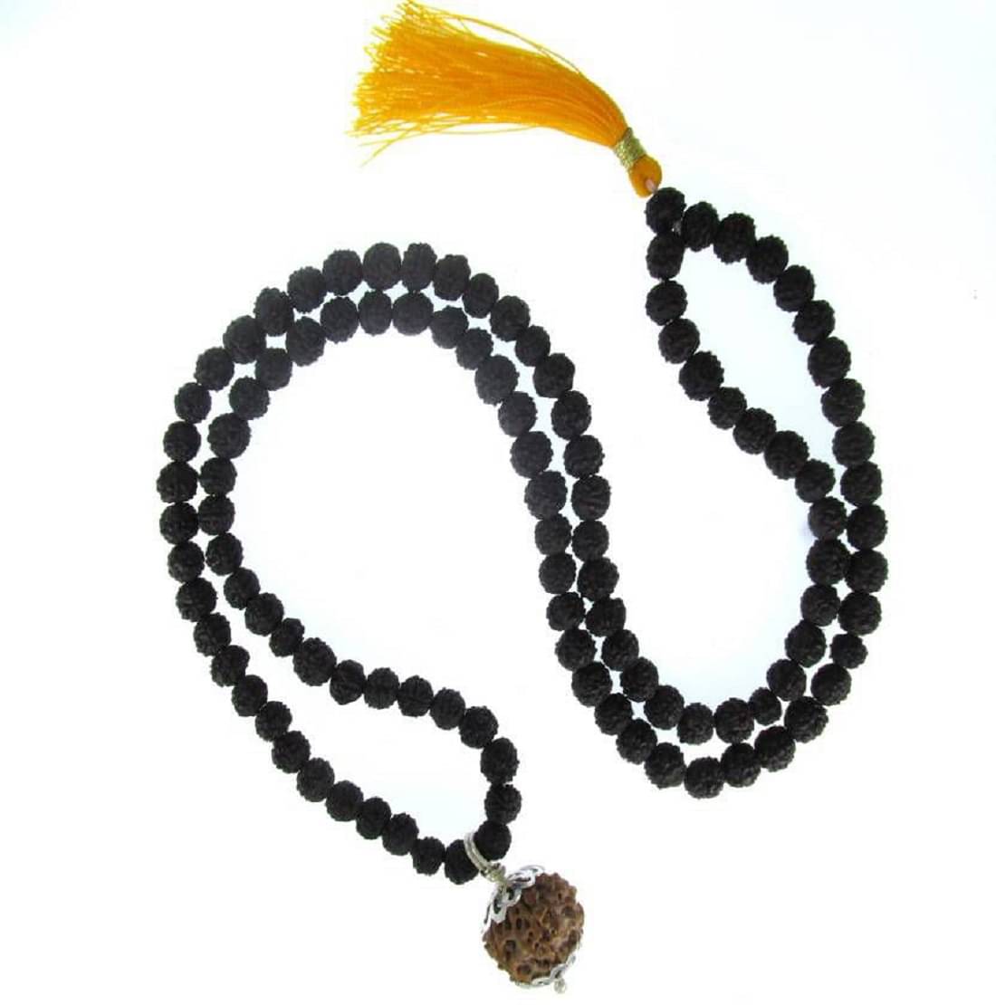 ShivaRatna 7 Mukhi Guru Mani Rudraksha With 5 Mukhi Premium Quality Rudraksha Mala (Silver Caped) 108+1 Beads ShivaRatna 7 Mukhi Guru Mani Rudraksha With 5 Mukhi Premium Quality Rudraksha Mala (Silver Caped) 108+1 Beads