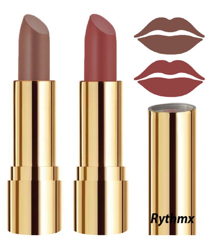 Rythmx Brown,Nude Matte Creme Lipstick Long Stay on Lips Multi Pack of 2 8 g