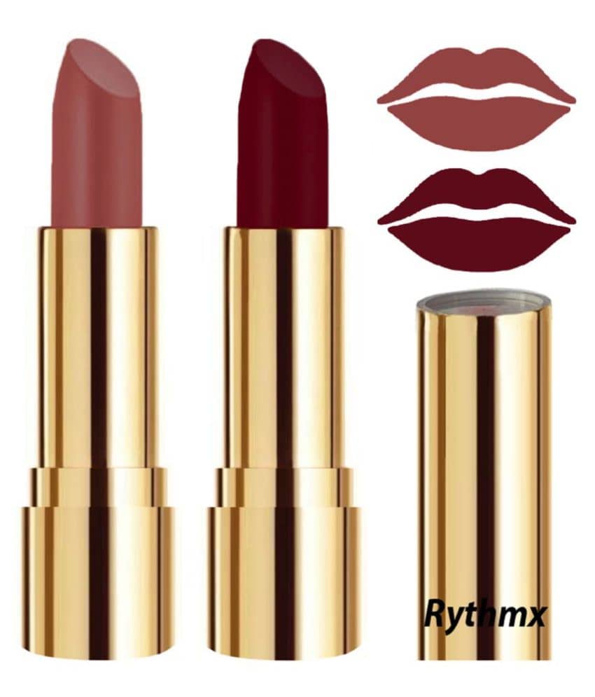 Rythmx Nude,Maroon Matte Creme Lipstick Long Stay on Lips Multi Pack of 2 8 g