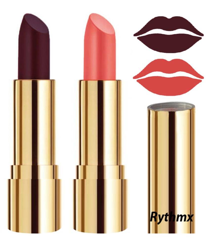     			Rythmx Wine,Peach Matte Creme Lipstick Long Stay on Lips Multi Pack of 2 8 g