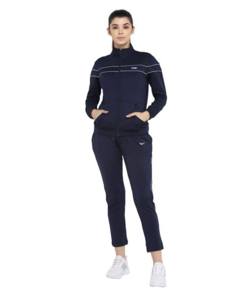     			YUUKI Navy Polyester Stripes Tracksuit