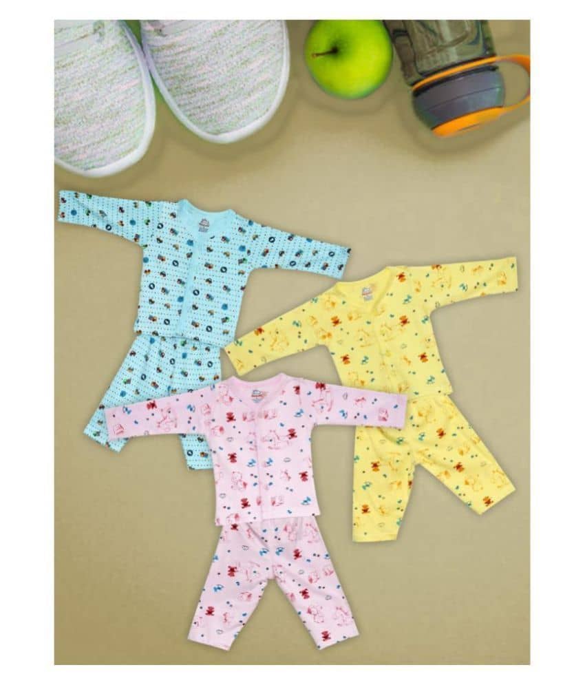 Aatumn Kids Wear Pack of 3 Baby Boys 100% Cotton Tops & Bottoms Sets ( Multi )