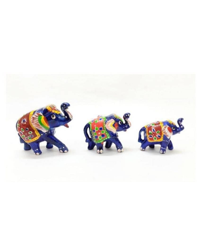    			AFTERSTITCH Decorative Elephant Showpieces Idols Staute For Home Decor 9 cm  (Pack of 3)