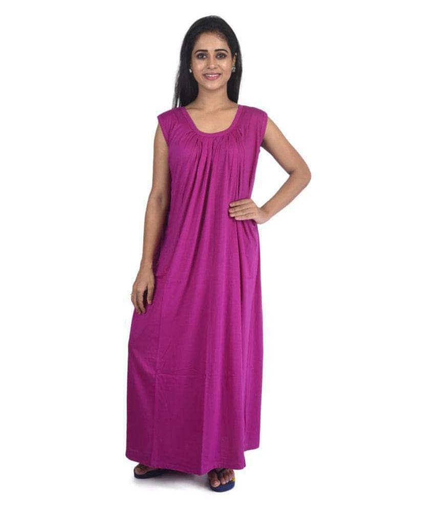 PIYALI'S CREATION WOMEN'S Hosiery Nighty & Night Gowns - Purple PIYALI'S CREATION WOMEN'S Hosiery Nighty & Night Gowns - Purple