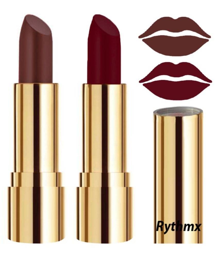     			Rythmx Brown,Maroon Matte Creme Lipstick Long Stay on Lips Multi Pack of 2 8 g