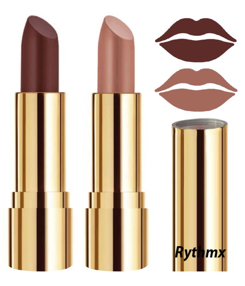 Rythmx Brown,Nude Matte Creme Lipstick Long Stay on Lips Multi Pack of 2 8 g
