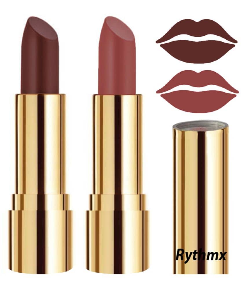 Rythmx Brown,Nude Matte Creme Lipstick Long Stay on Lips Multi Pack of 2 8 g