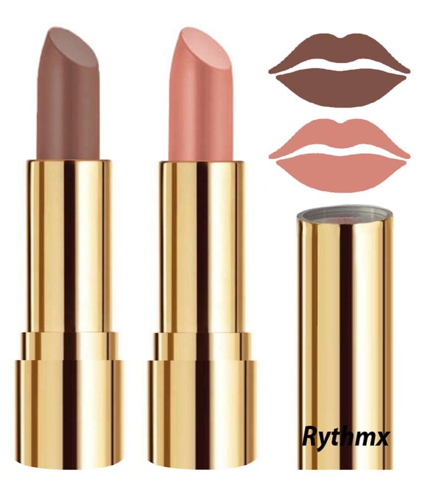     			Rythmx Brown,Peach Matte Creme Lipstick Long Stay on Lips Multi Pack of 2 8 g