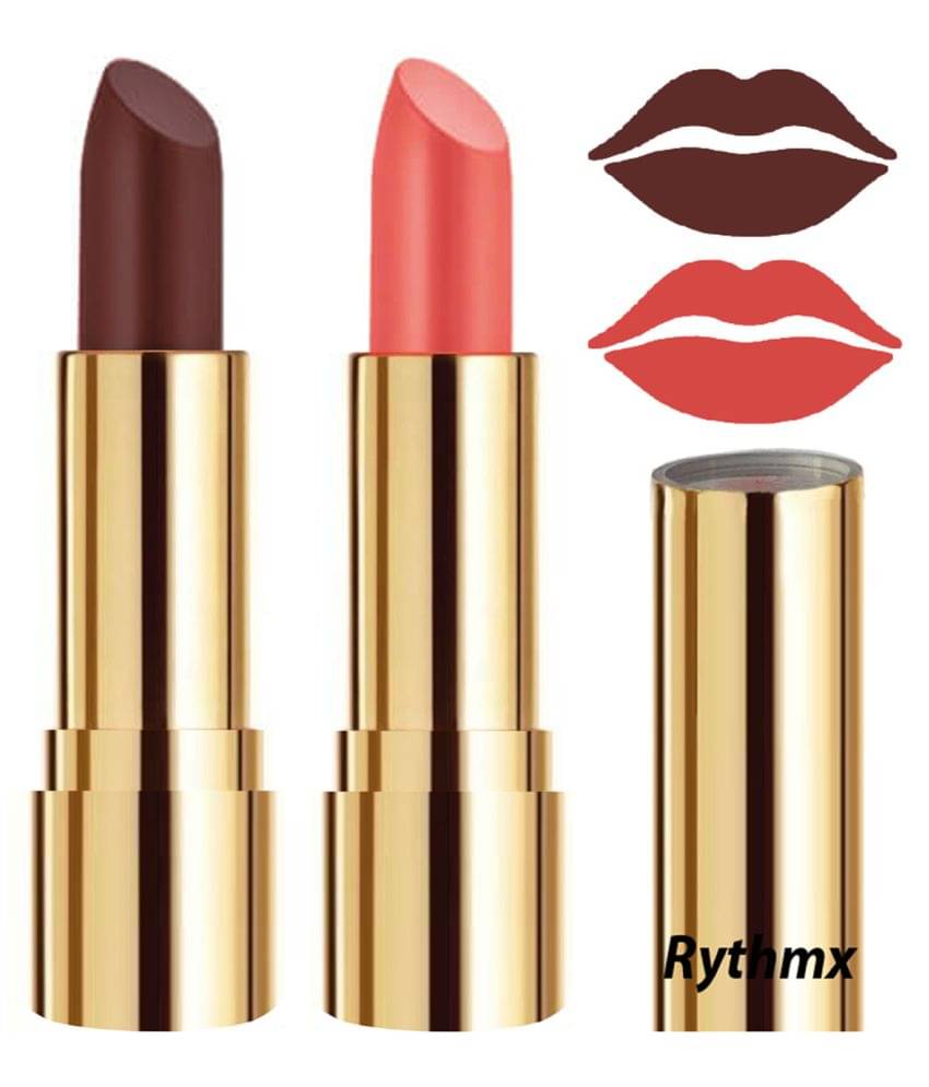     			Rythmx Brown,Peach Matte Creme Lipstick Long Stay on Lips Multi Pack of 2 8 g