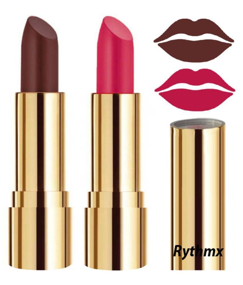     			Rythmx Brown,Pink Matte Creme Lipstick Long Stay on Lips Multi Pack of 2 8 g