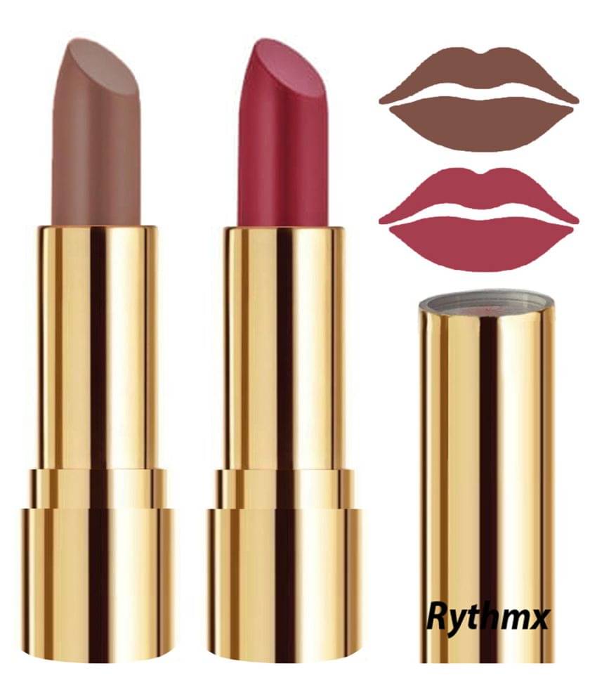    			Rythmx Brown,Pink Matte Creme Lipstick Long Stay on Lips Multi Pack of 2 8 g