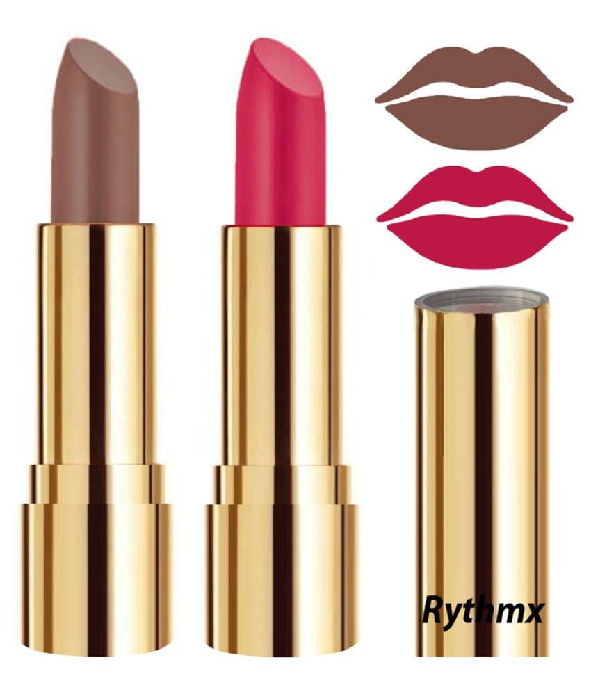     			Rythmx Brown,Pink Matte Creme Lipstick Long Stay on Lips Multi Pack of 2 8 g