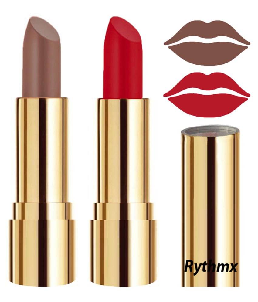     			Rythmx Brown,Red Matte Creme Lipstick Long Stay on Lips Multi Pack of 2 8 g