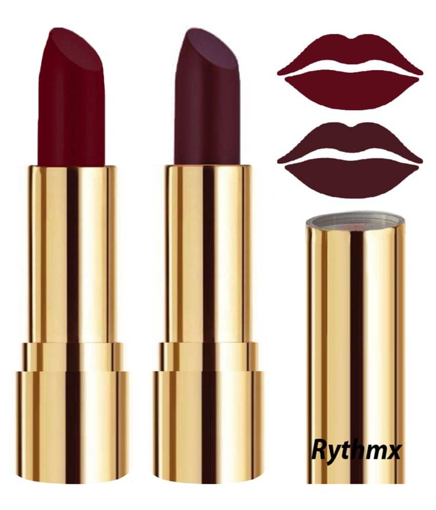     			Rythmx Maroon,Wine Matte Creme Lipstick Long Stay on Lips Multi Pack of 2 8 g