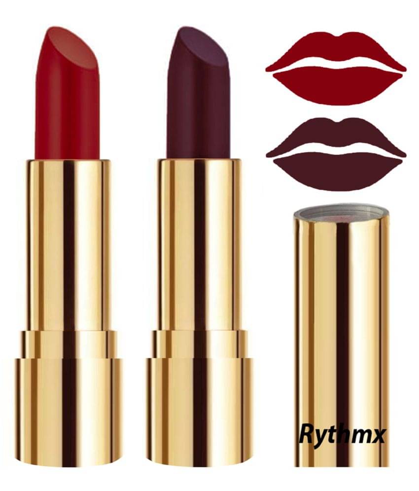     			Rythmx Maroon,Wine Matte Creme Lipstick Long Stay on Lips Multi Pack of 2 8 g