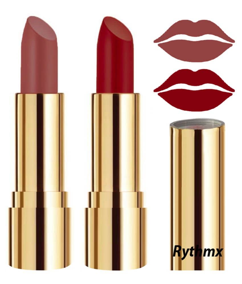Rythmx Nude,Maroon Matte Creme Lipstick Long Stay on Lips Multi Pack of 2 8 g