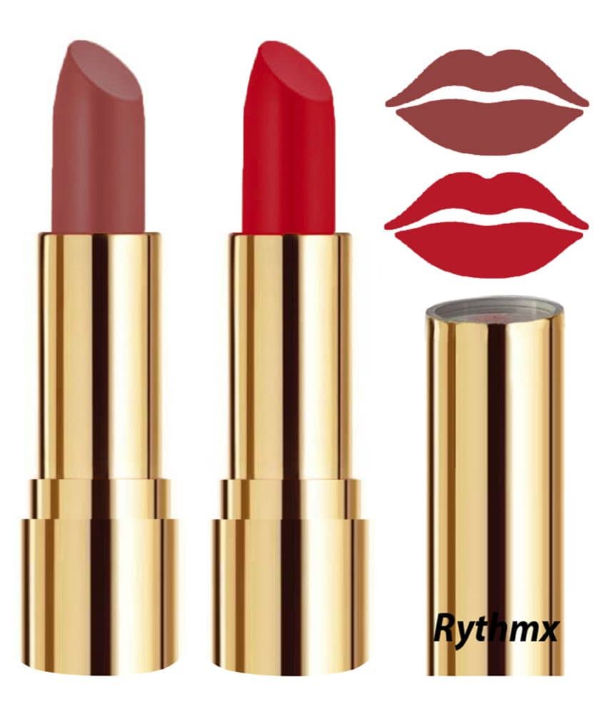 Rythmx Nude,Red Matte Creme Lipstick Long Stay on Lips Multi Pack of 2 8 g