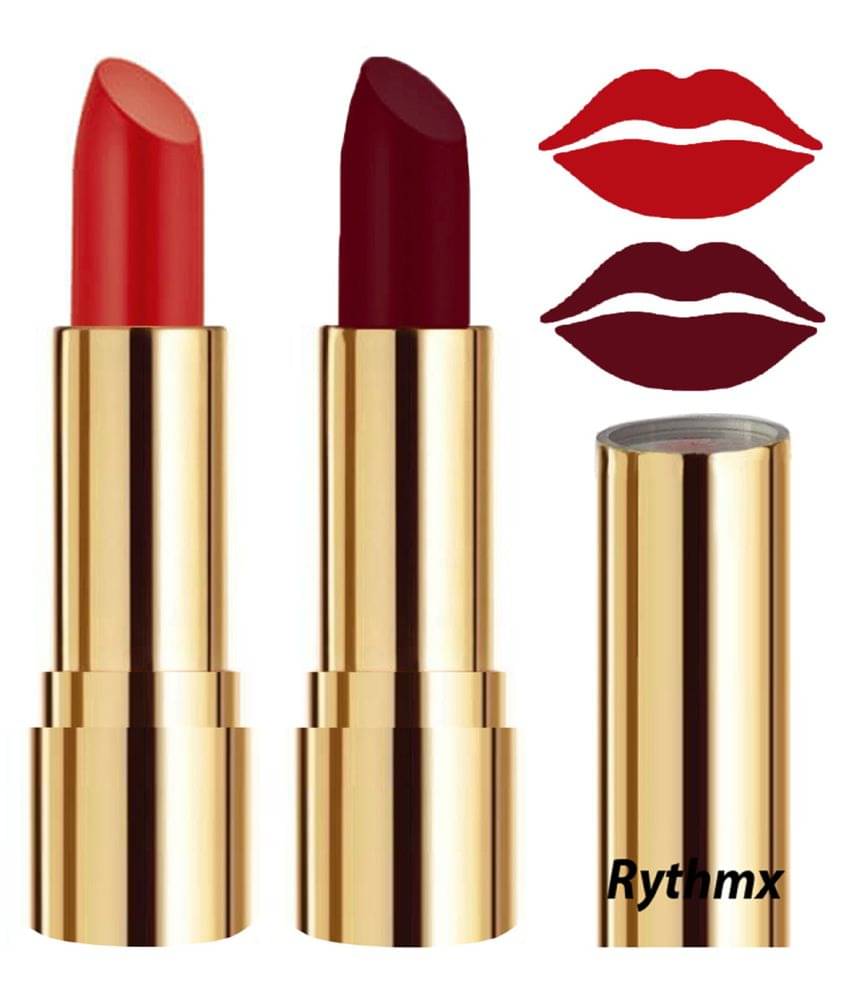     			Rythmx Orange,Maroon Matte Creme Lipstick Long Stay on Lips Multi Pack of 2 8 g