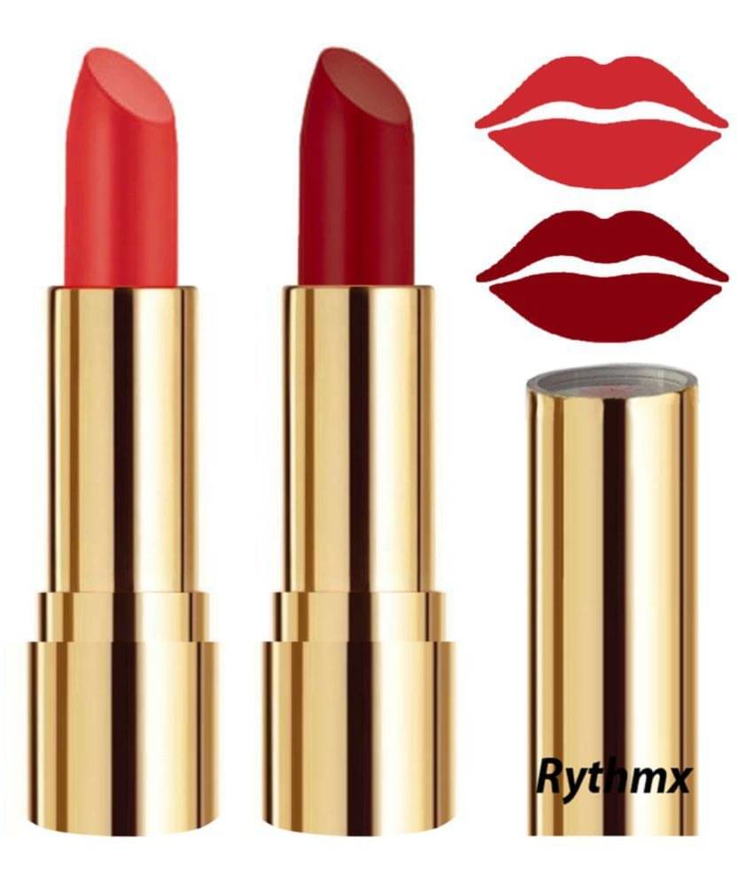     			Rythmx Orange,Maroon Matte Creme Lipstick Long Stay on Lips Multi Pack of 2 8 g
