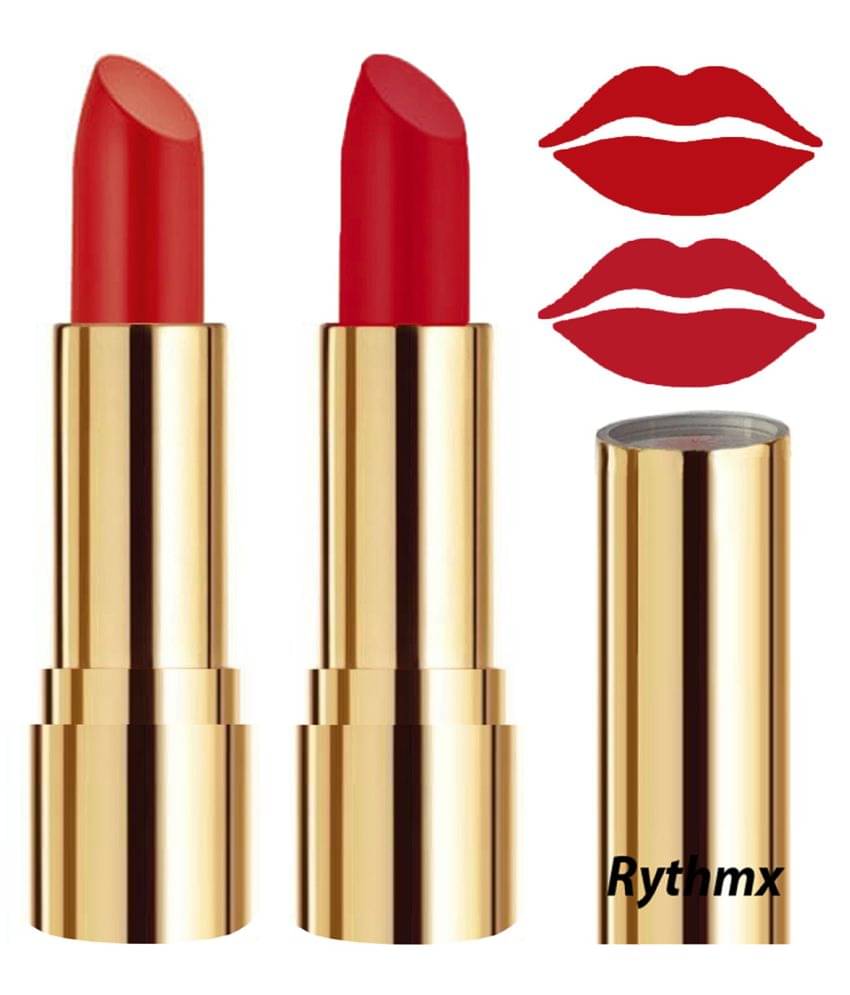     			Rythmx Orange,Red Matte Creme Lipstick Long Stay on Lips Multi Pack of 2 8 g